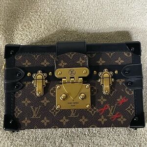 Authentic Louis Vuitton Monogram Trunk with Gold Accents